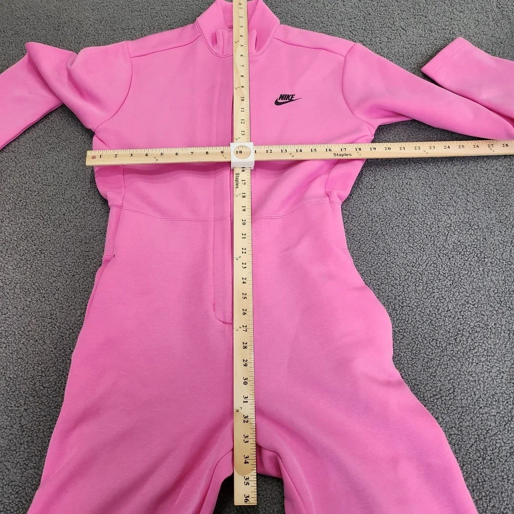 Womens Sz M Nike Nike Sportswear Tech Fleece Jumpsuit Flared Leg Pink HV4095-675